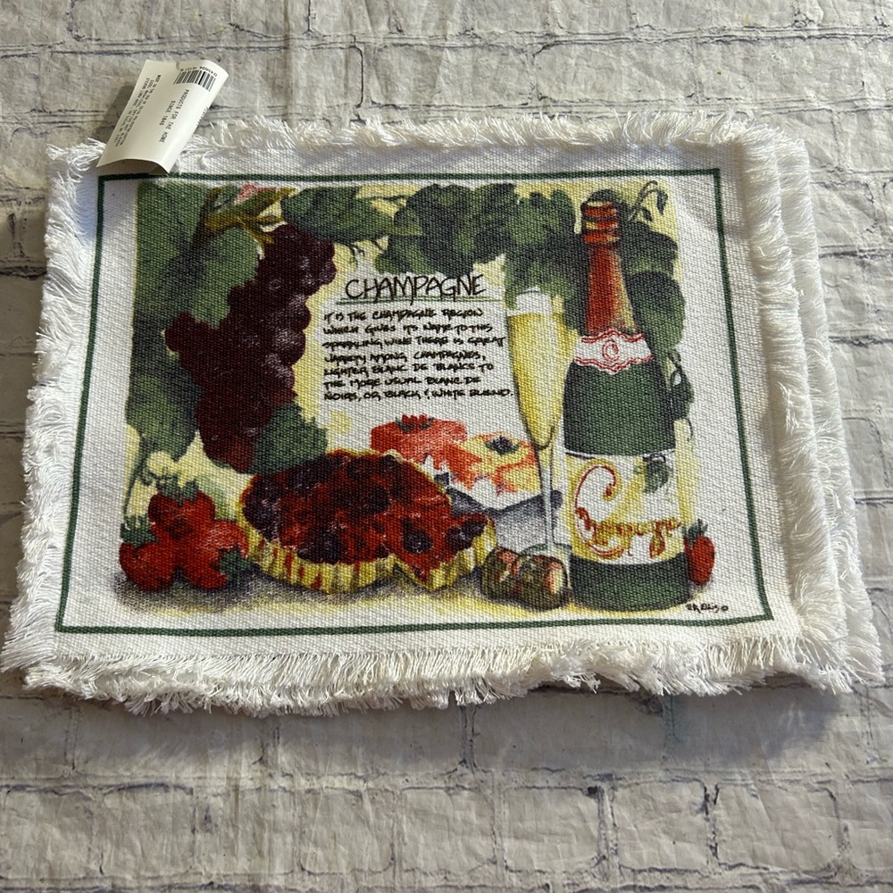 STEVENS LINEN COTTON BLEND MADE IN USA (3) PLACEMATS WITH BEVERAGES MULTI COLOR